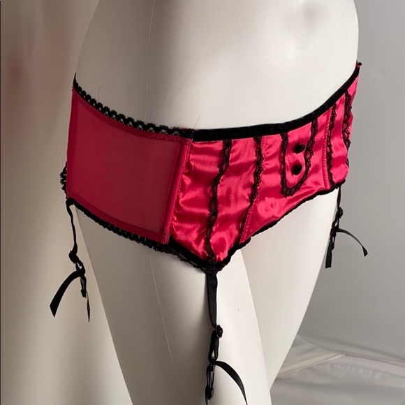 Victoria’s Secret Sexy Little Things hot pink satin thong panty with garters - Picture 2 of 16